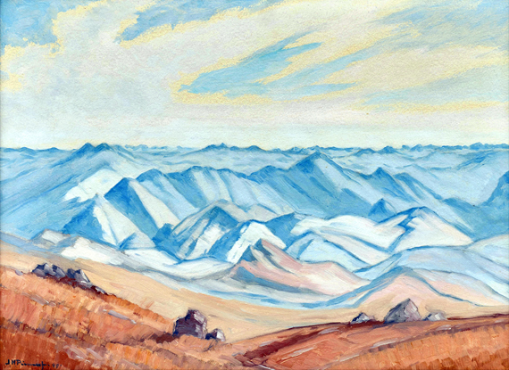 Mountains in Swaziland by Jacobus Hendrik Pierneef, oil painting reproduction on canvas Mountains in Swaziland