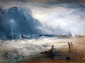 A Traveler on the Road Life-Boat and Manby Apparatus Going Off to a Stranded Vessel Making Signal (Blue Lights) of Distress, 1831