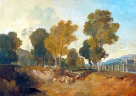 A Man Called Mr. Wood, the Dancing Master 1757 Trees beside the River, with Bridge in the Middle Distance 1806