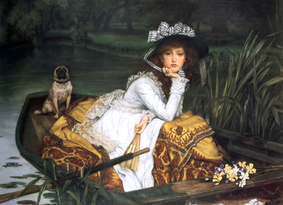 Young Lady in a Boat by James Tissot, oil painting reproduction on canvas Young Lady in a Boat