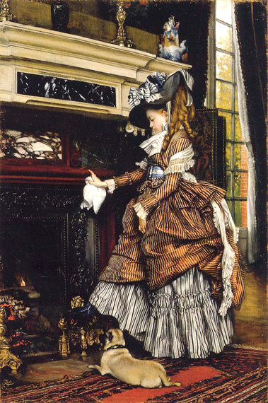 The Fireplace by James Tissot, oil painting reproduction on canvas The Fireplace