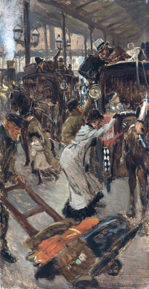 The Cab Road, Victoria Station by James Tissot, oil painting reproduction on canvas The Cab Road, Victoria Station