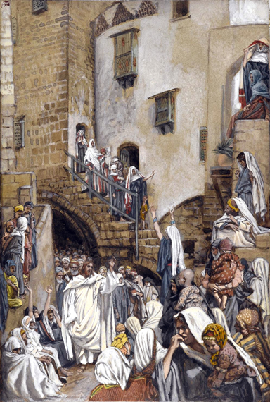 A Woman Cries Out in a Crowd by James Tissot, oil painting reproduction on canvas A Woman Cries Out in a Crowd