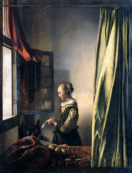 Girl Reading a Letter by an Open Window by Johannes Vermeer, oil painting reproduction on canvas Girl Reading a Letter by an Open Window