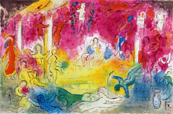 Temple and the History of Bacchus by Marc Chagall (Inspired by), oil painting reproduction on canvas Temple and the History of Bacchus