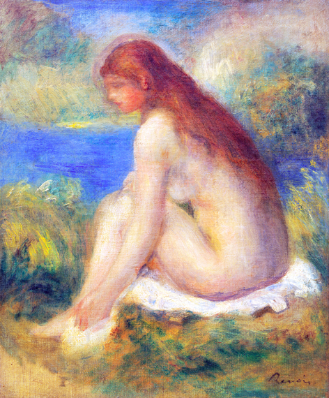 Nude Woman Sitting by Pierre Auguste Renoir, oil painting reproduction on canvas Nude Woman Sitting