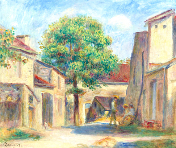 Cour De Ferme a Essoyes by Pierre Auguste Renoir, oil painting reproduction on canvas Cour De Ferme a Essoyes
