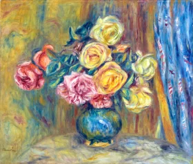 Les Roses Au Rideau Bleu