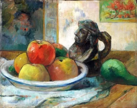 Still Life with Apples, a Pear, and a Ceramic Portrait Jug