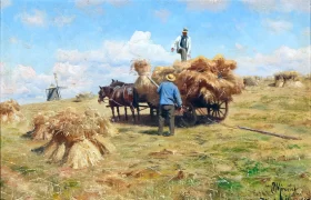 Farmers harvesting at Blåbæk near Køge 1918