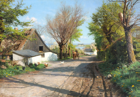 A spring morning in the village, overlooking Roskilde Fjord 1921
