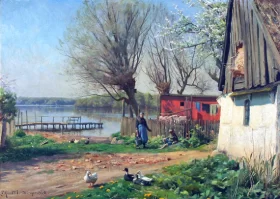 Life on a farm by a lake, spring, 1922