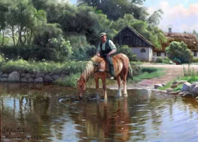 A horse is drinking from a lake, 1929