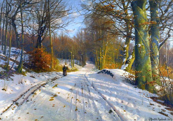 Winter landscape, 1917 by Peder Mørk Mønsted, oil painting reproduction on canvas Winter landscape, 1917