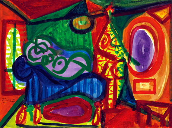 Femme Couchée et Personnage by Pablo Picasso (Inspired by), oil painting reproduction on canvas Femme Couchée et Personnage