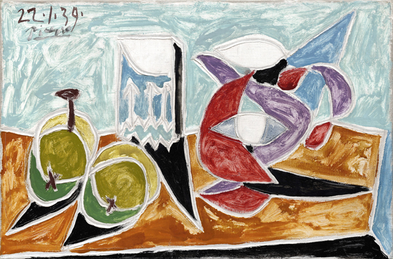Still Life- Fruits and Pitcher by Pablo Picasso (Inspired by), oil painting reproduction on canvas Still Life- Fruits and Pitcher