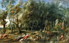 Atalanta and Meleagro Hunting the Boar of Calidón