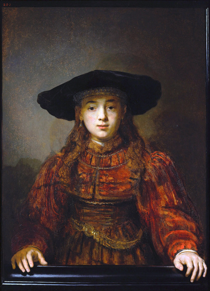 The Girl in a Picture Frame 1641 by Rembrandt, oil painting reproduction on canvas The Girl in a Picture Frame 1641