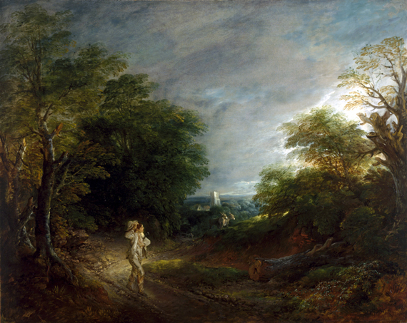 Wooded Landscape with a Woodcutter by Thomas Gainsborough, oil painting reproduction on canvas Wooded Landscape with a Woodcutter