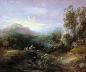 Les Papillons Mountain Landscape with Bridge