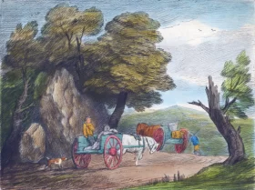 Wooded Landscape with Two Country Carts and Figures 1797