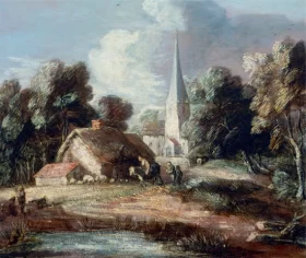 Landscape with cottage and church