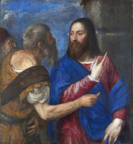 The Tribute Money 1540 by Titian Vecellio, oil painting reproduction on canvas The Tribute Money 1540