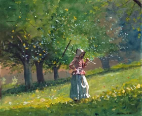 Barquant dans un parc Girl with hay rake, 1878