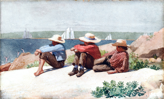 Watching the Ships, Gloucester 1875 by Winslow Homer, oil painting reproduction on canvas Watching the Ships, Gloucester 1875