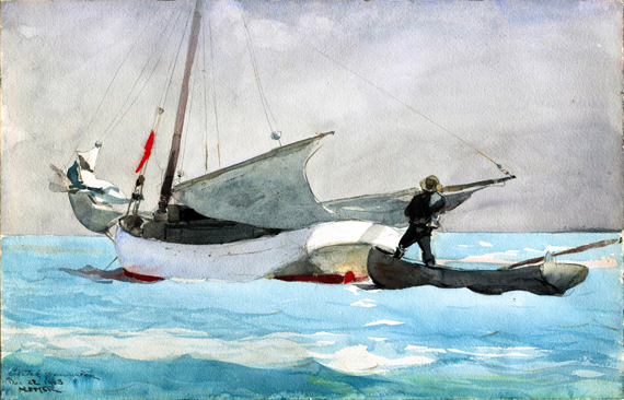 Stowing Sail 1903 by Winslow Homer, oil painting reproduction on canvas Stowing Sail 1903