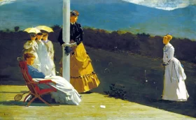 Windmills in the Ukrainian steppe at sunset 1862 Croquet Match
