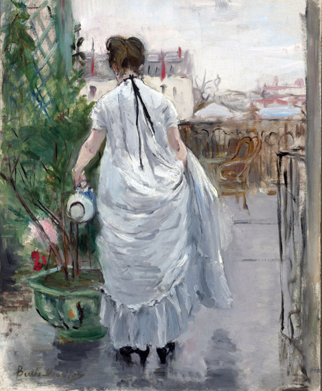 Jeune Femme arrosant un arbuste 1876
