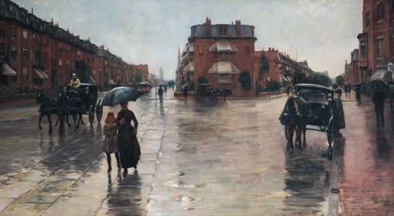 Rainy Day, Boston 1885 by Childe Hassam, oil painting reproduction on canvas Rainy Day, Boston 1885
