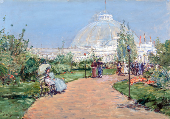 Horticulture Building, World’s Columbian Exposition, Chicago 1893 by Childe Hassam, oil painting reproduction on canvas Horticulture Building, World's Columbian Exposition, Chicago 1893