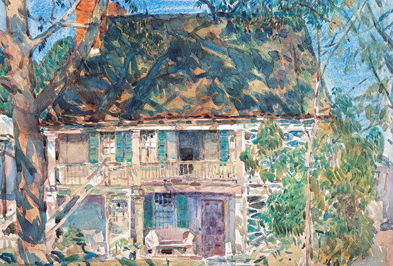 The Brush House 1916 by Childe Hassam, oil painting reproduction on canvas The Brush House 1916