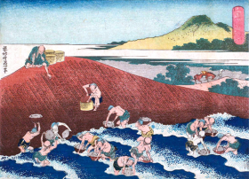 Basket-fishing in the Kinu River