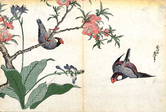 Two Birds and Cherry Tree by Katsushika Hokusai, oil painting reproduction on canvas Two Birds and Cherry Tree
