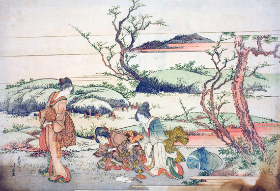Gathering spring greens by Katsushika Hokusai, oil painting reproduction on canvas Gathering spring greens