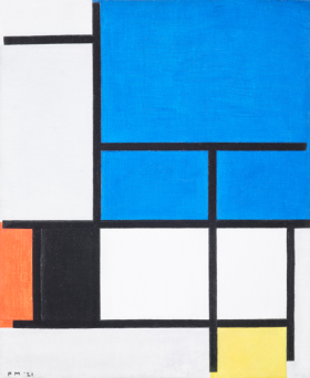 Composition with Large Blue Plane, Red, Black, Yellow, and Gray 1921