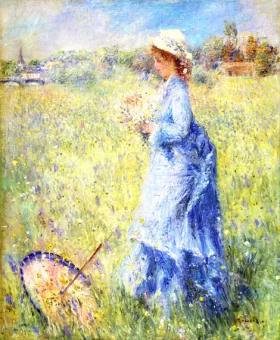 Femme Cueillant Des Fleurs