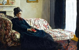 Meditation, Madame Monet Sitting On A Sofa