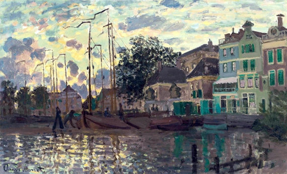 Le Dam à Zaandam, Le Soir by Claude Monet, oil painting reproduction on canvas Le Dam à Zaandam, Le Soir