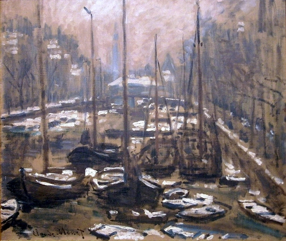 Canal of Amsterdam In Winter, 1874 by Claude Monet, oil painting reproduction on canvas Canal of Amsterdam In Winter, 1874