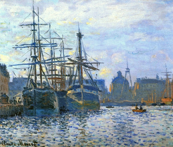Le Havre, the Harbor, 1874 by Claude Monet, oil painting reproduction on canvas Le Havre, the Harbor, 1874