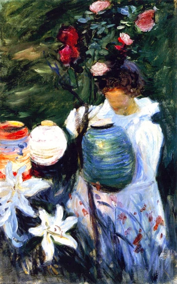 Study For Carnation, Lily, Lily, Rose’ 1885 by John Singer Sargent, oil painting reproduction on canvas Study For Carnation, Lily, Lily, Rose’ 1885