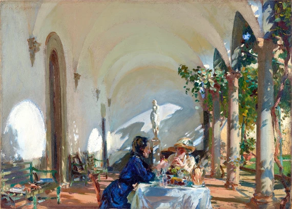 Breakfast In the Loggia 1910 by John Singer Sargent, oil painting reproduction on canvas Breakfast In the Loggia 1910