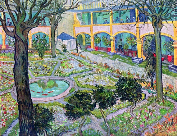 The Courtyard Of The Hospital At Arles by Vincent Van Gogh, oil painting reproduction on canvas The Courtyard Of The Hospital At Arles