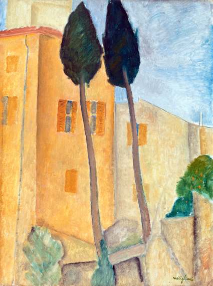 Cypresses and Houses at Cagnes 1919