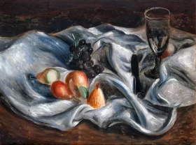 Fruits et Verre sur une Nappe