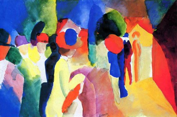 Woman With A Yellow Jacket by August Macke, oil painting reproduction on canvas Woman With A Yellow Jacket